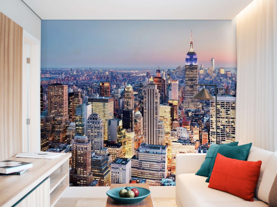 New York City Peel and Stick Wallpaper Accent Wall Paper NYC Wall Mural ...