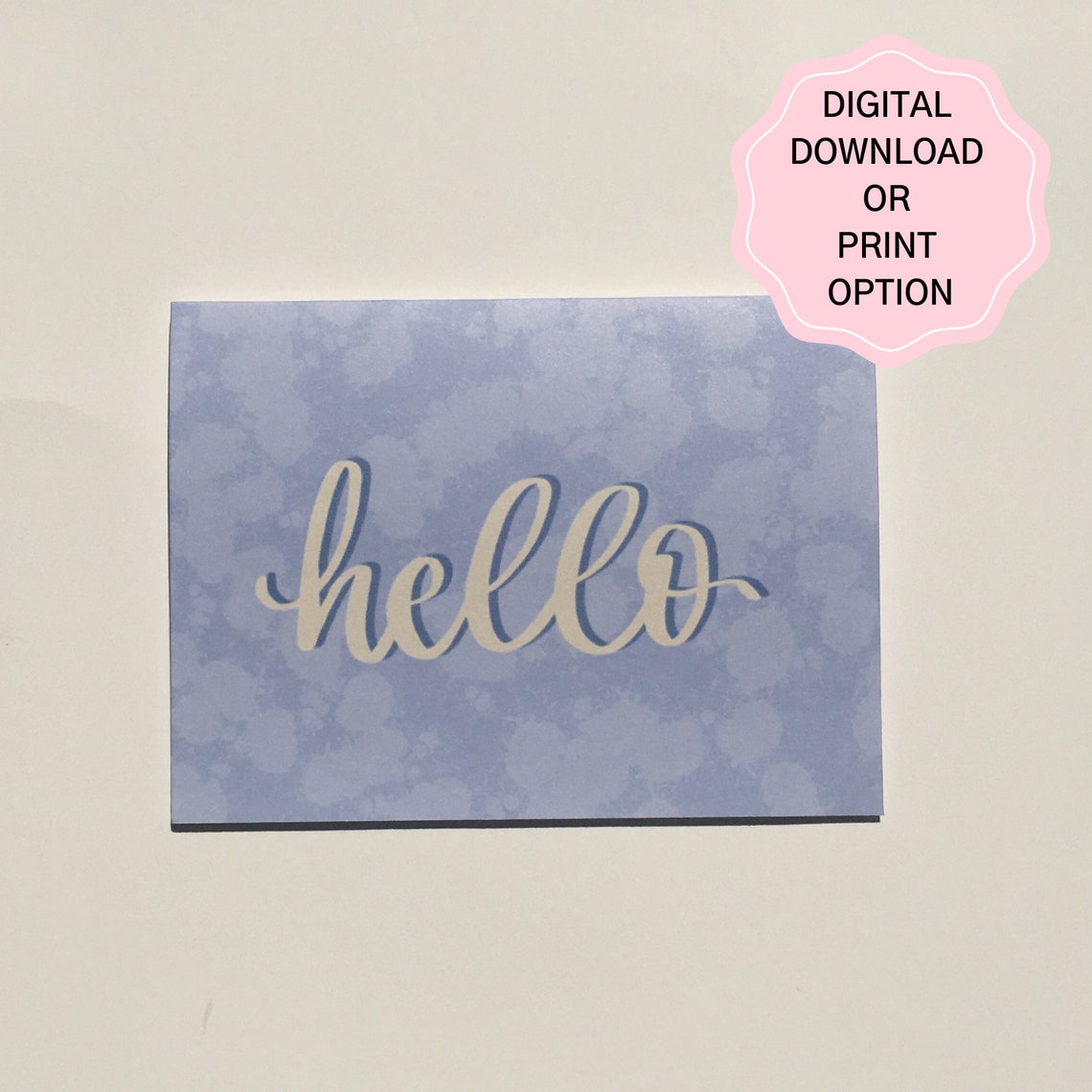 Hello Greeting Card Digital Download or Print Option Etsy