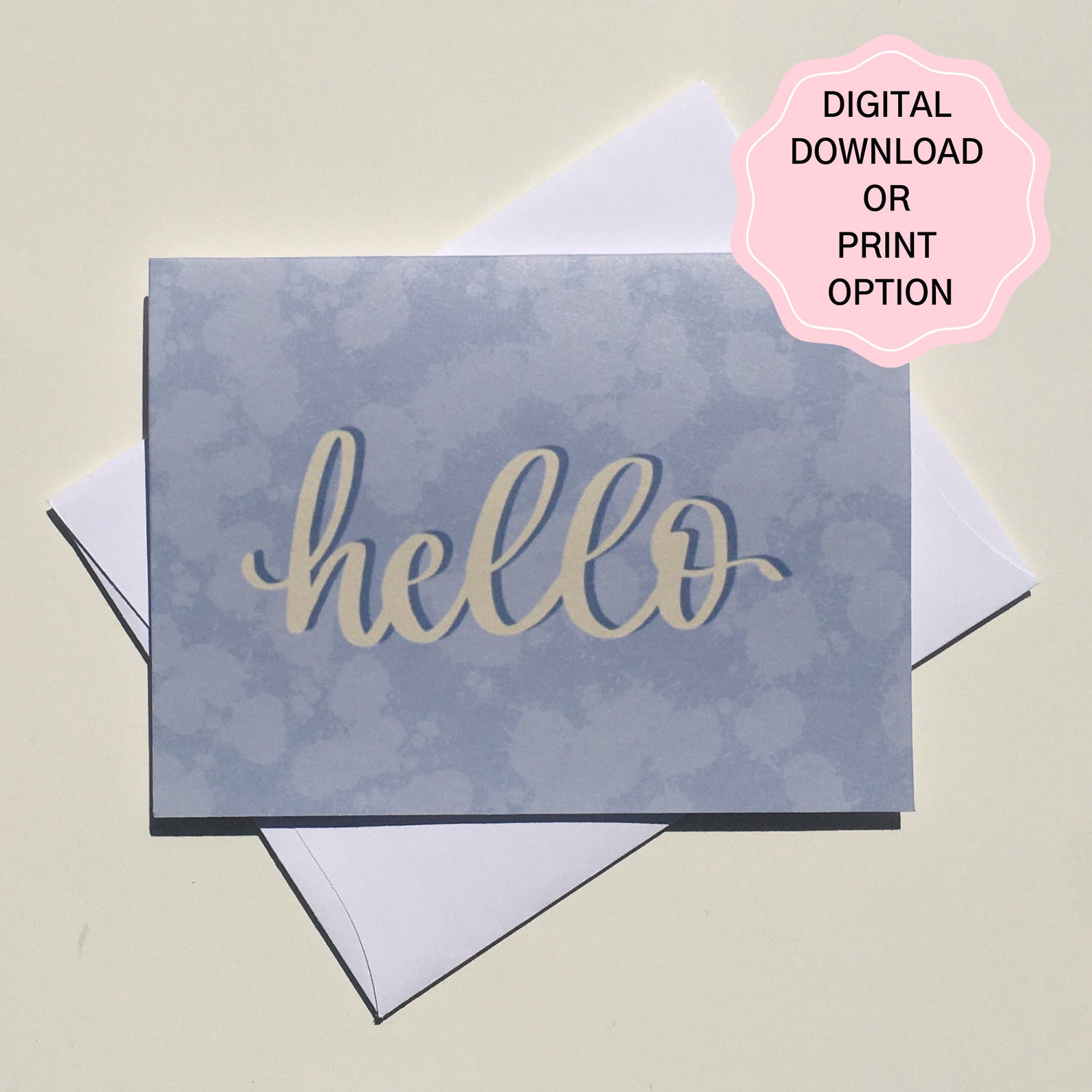 Hello Greeting Card Digital Download or Print Option | Etsy