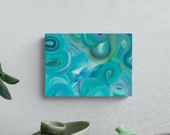 Abstract Ocean Painting, original acrylic painting on canvas, ocean wave, tranquil blue painting