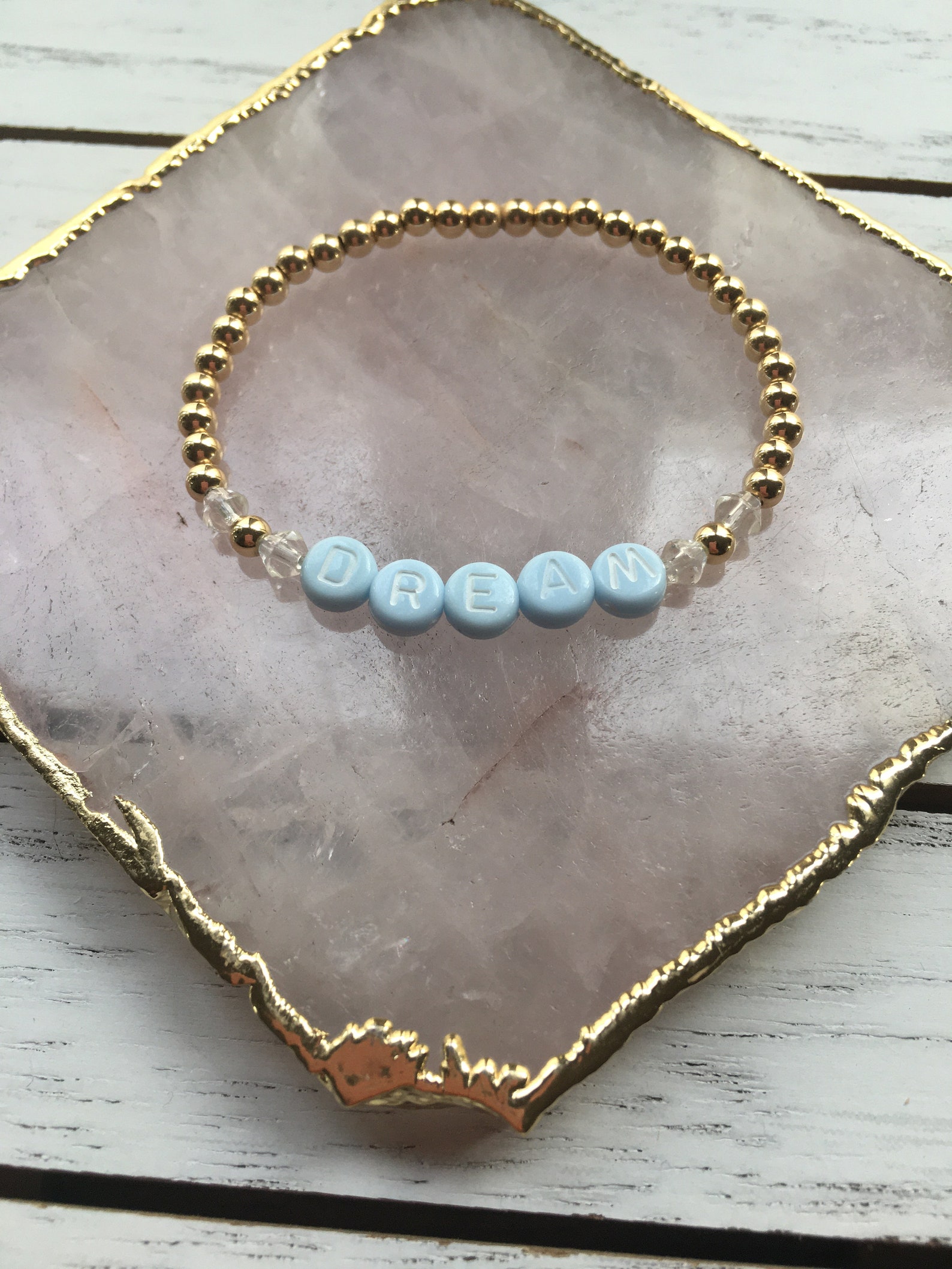 Gold filled stretch DREAM bracelet Etsy