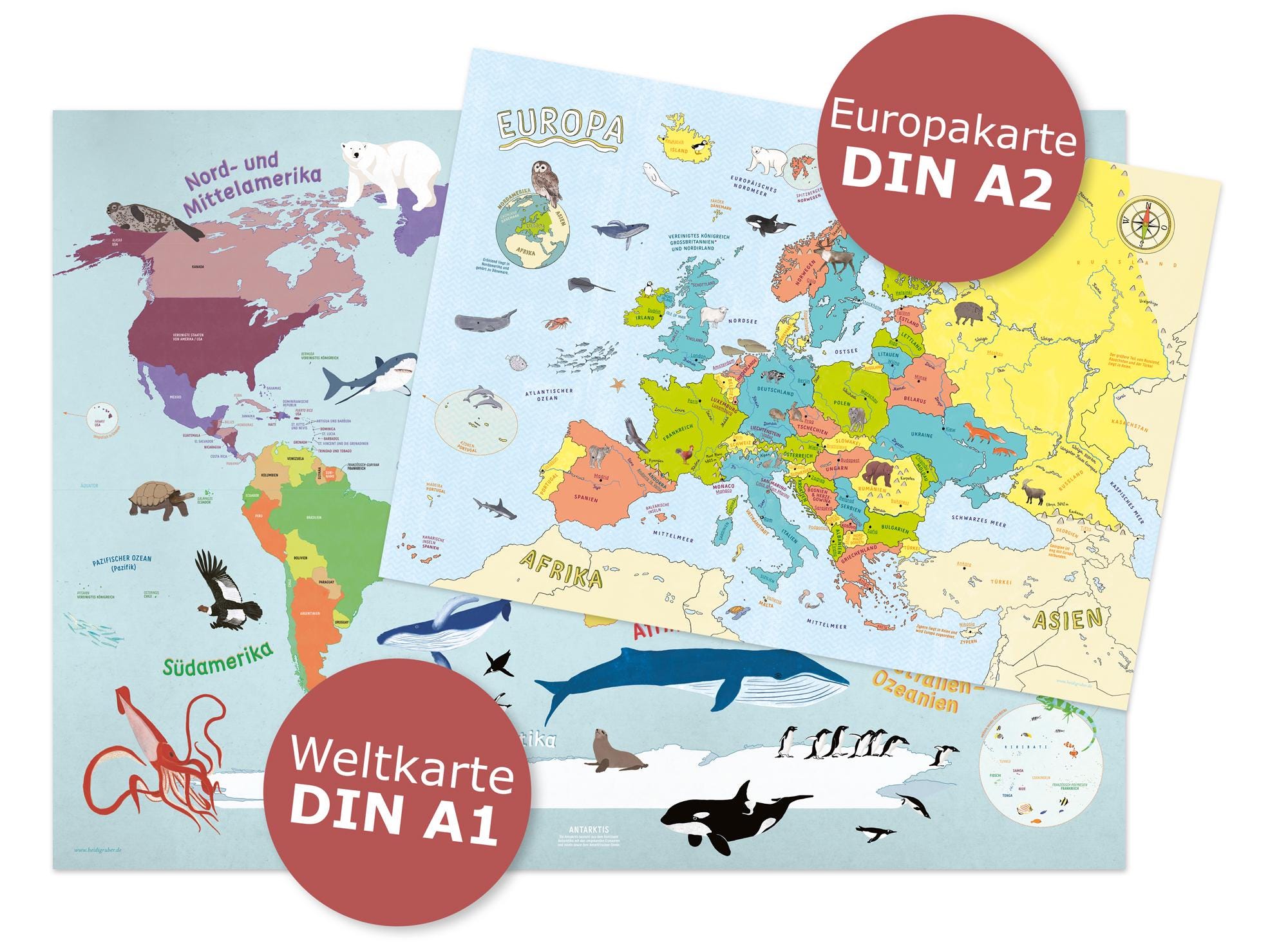 Weltkarte für Kinder, DIN A1 // Politische Lernkarte mit allen Ländern