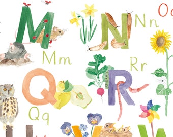 ABC Poster, DIN A3 & A1, Mein Garten ABC, Groß- und Kleinbuchstaben
