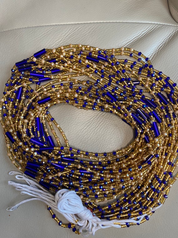 African Waist Beads, Red Waist Beads, Ghana Waist Beads, Belly Chain, Royal  Blue and Gold Waist Beads, Crystal Waist Beads -  Israel