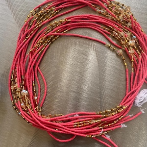 Pink and Gold waist beads, African waist beads, Belly Chain, Body Jewelry, Weight Tracker, Plus size waist beads