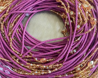 African Purple Waist Beads: Ghana Belly Chain, Weight Tracker