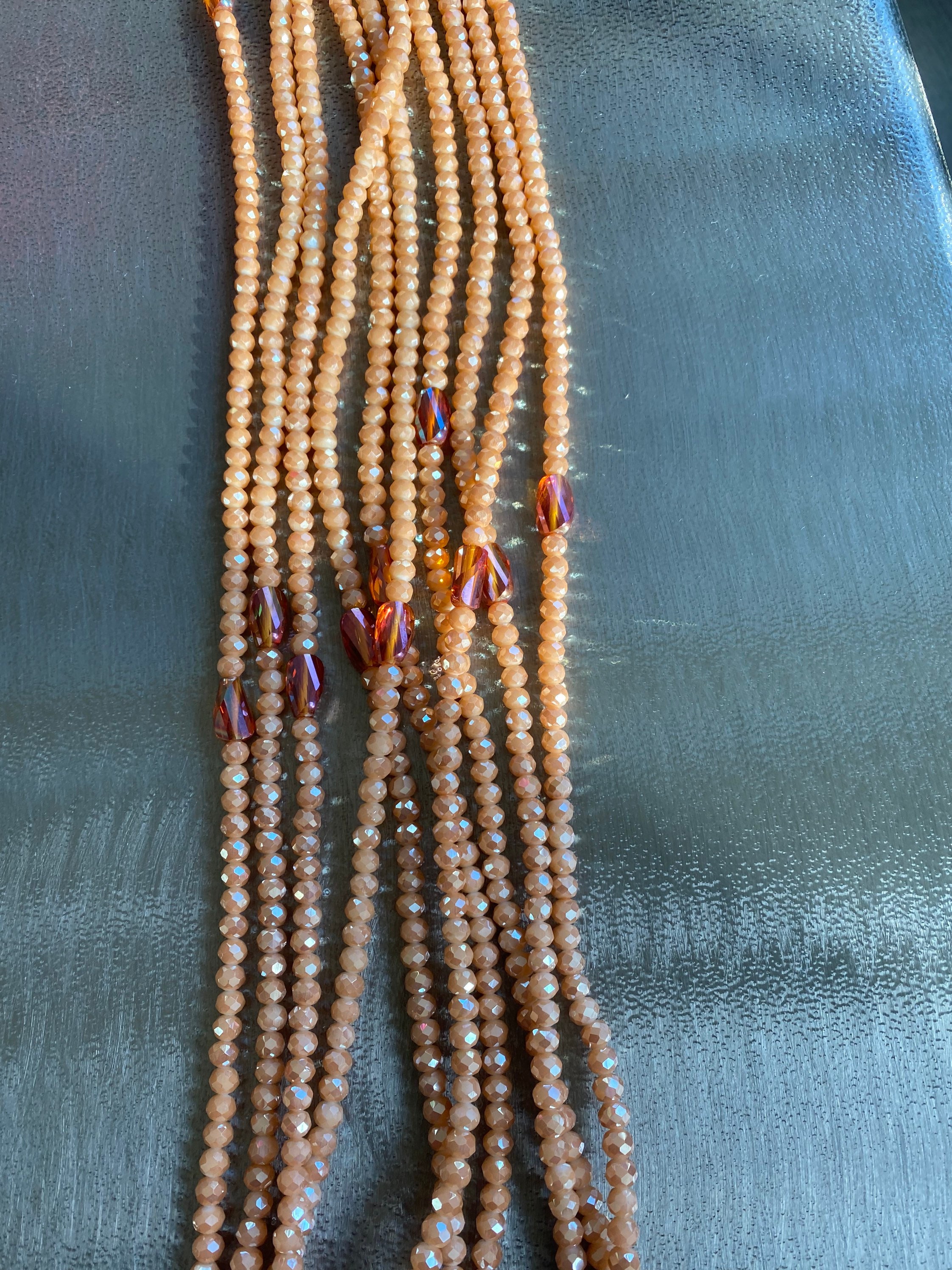Tulsi Belt ๑ Waist Beads ๑ Set of 2 L / Brown