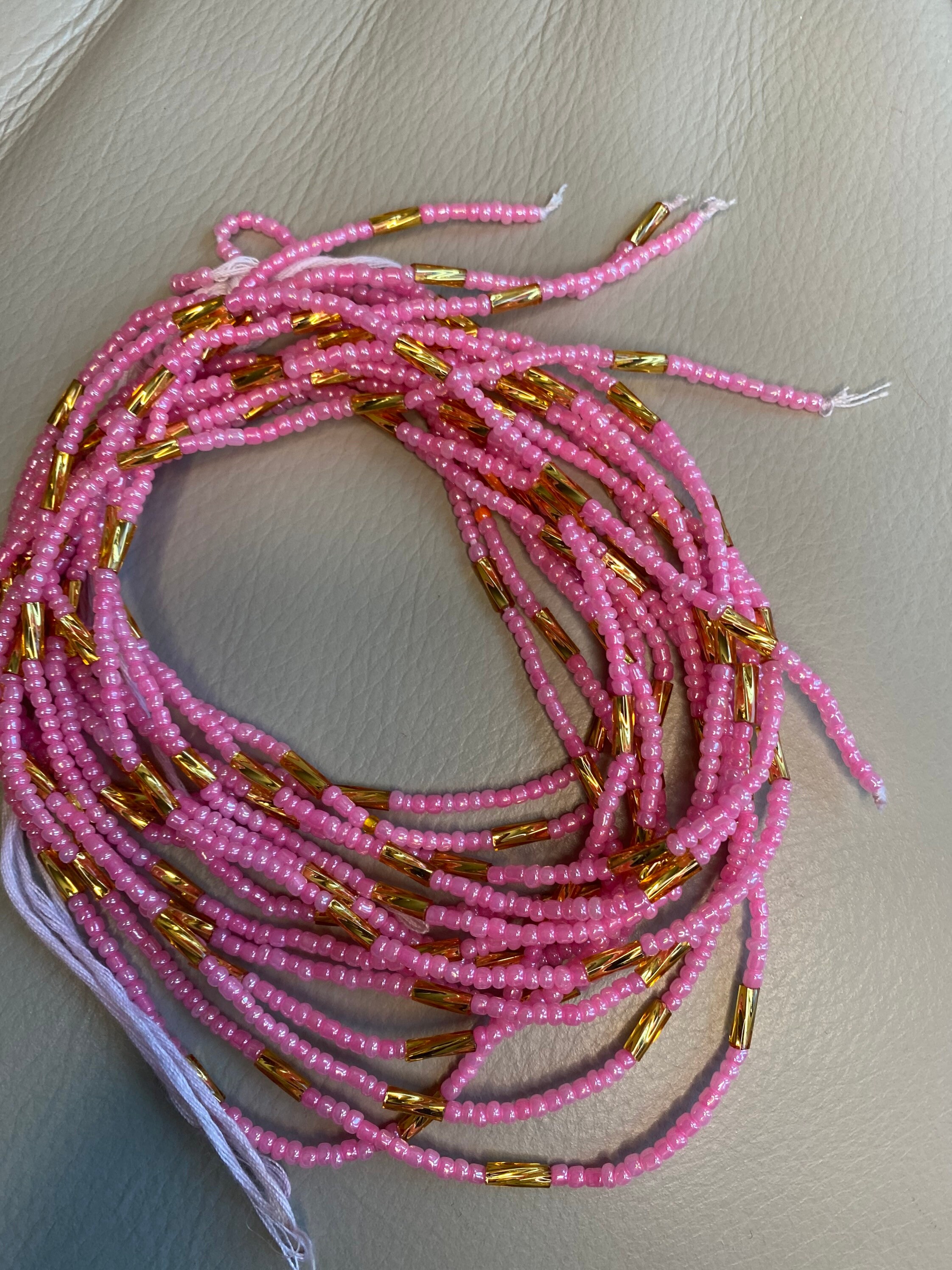 Tie on Waist Beads Pink Waist Beads African Waist Beads Etsy