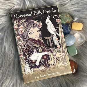 Juego de barajas de cartas y guía física del Oráculo Universal Folk de Anita Inverarity