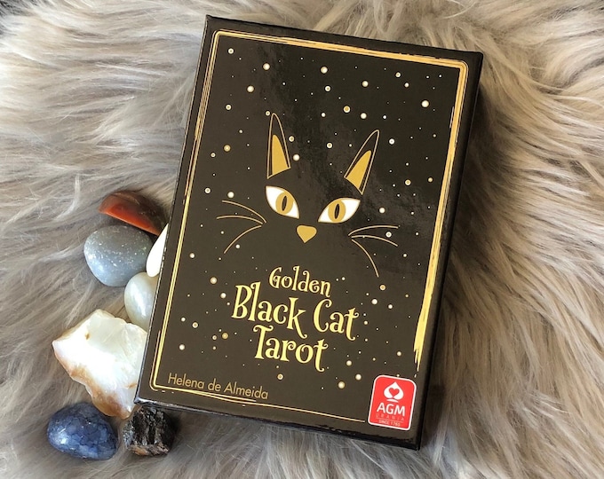 Golden Black Cat Tarot Card Deck and Physical Guidebook Set by Helena ...