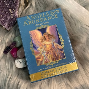 Baraja de cartas Oracle Angels of Abundance sellada de fábrica con guía física de Doreen Virtue / Agotado / Auténtico / Original