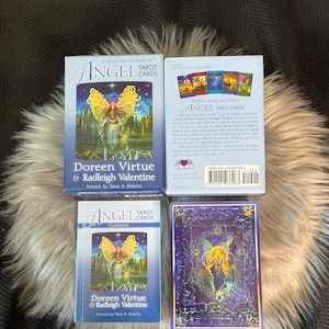 Jeu de cartes de tarot des anges avec guide physique par Doreen Virtue et Radleigh Valentine | Boîte ouverte | Epuisé | Rares !!  Authentique !