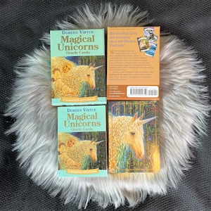 Jeu de cartes Oracle Licornes magiques avec guide physique par Doreen Virtue | Boîte ouverte | Epuisé | Rares ! AUTHENTIQUE ! Doucement utilisé