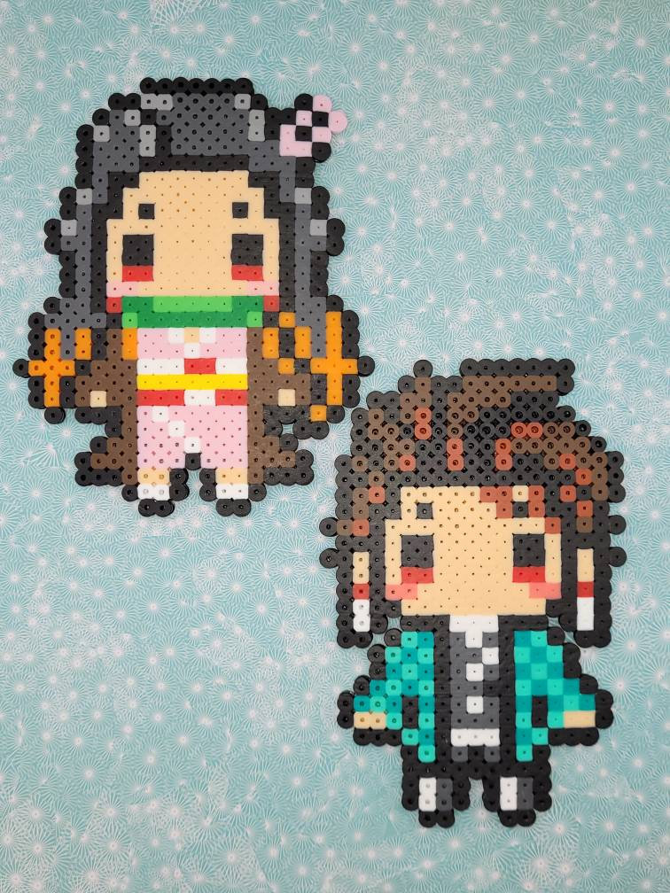 Tanjiro et Nezuko de Demon Slayer Perler Beads Etsy Canada