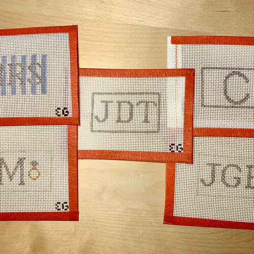 Custom Monogram Handpainted Needlepoint Canvas Etsy