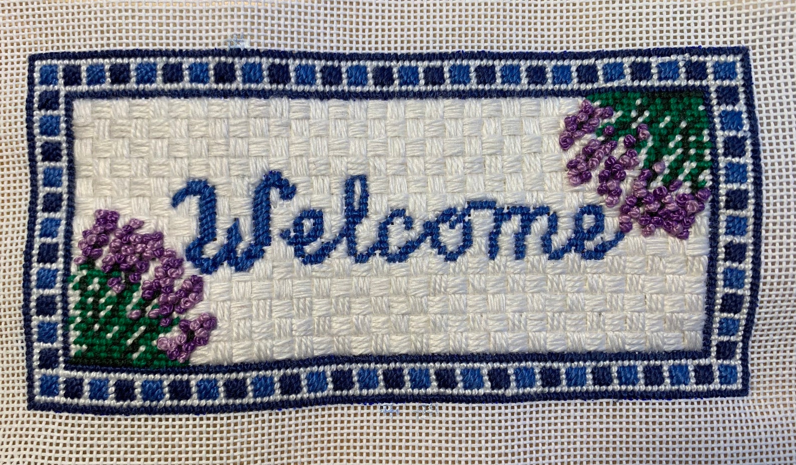 Sign Needlepoint Canvas Handpainted Etsy