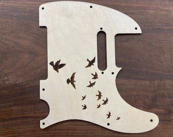 Fender Telecaster wood pickguard flying birds 8 hole fits RH guitar WD music template The Laser Lounge