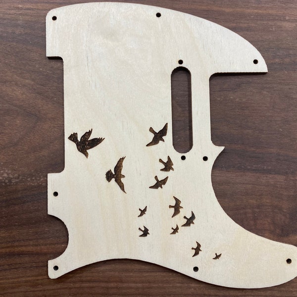 Telecaster wood pick guard | flying birds | 8 hole | custom guitar pick guard | for RH guitars