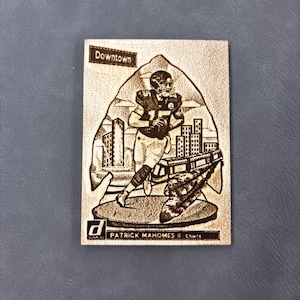 Patrick Mahomes II Donruss Downtown Kansas City Chiefs - fan art wood card - The Laser Lounge