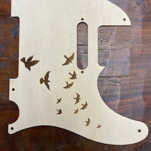 Fender Telecaster pickguard flying birds 5 hole fits RH guitars 3mm birch wood made in the USA fits WD music template The Laser Lounge