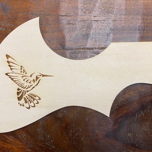 Hummingbird pickguard for acoustic guitar | hummingbird design | 3m tape adhesion | 3mm birch wood