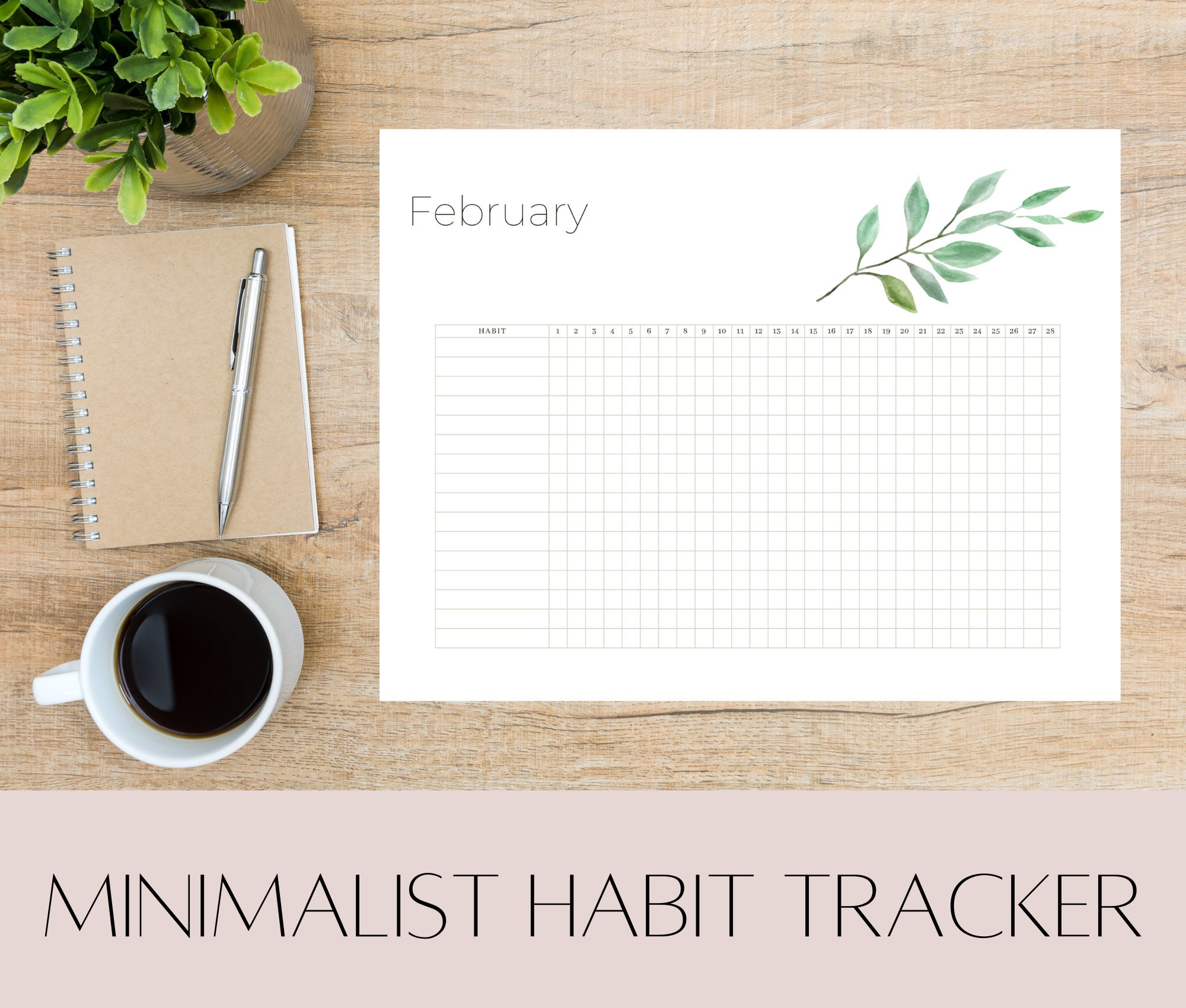 Minimalist Habit Tracker | Printable Monthly Planner & Routine Log ...