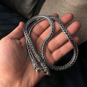 Handmade Foxtail 925 Sterling Silver Chain Necklace - 7mm Width