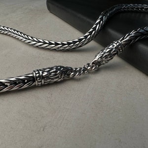 Men&#39;s Oxidized 925 Sterling Silver Foxtail Chain Necklace