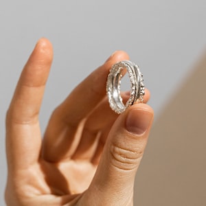 Handmade Sterling Silver Rustic Wedding Band: Textured Anniversary Ring