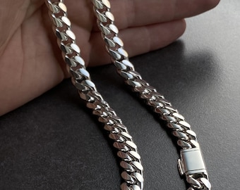 Cuban Link Silver Chain, Mens Necklace, 925' Sterling Silver Necklace, Sterling Silver Initial Neckalce, sterling silver curb chain necklace