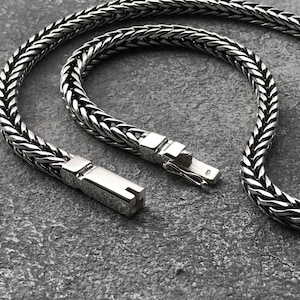 Oxidized Sterling Silver Foxtail Chain Necklace - Handmade