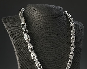 Handmade Sterling Silver Anchor Chain Necklace - Oxidized Silver