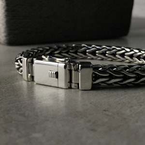 Handmade Foxtail 925 Sterling Silver Bracelet - Oxidized Chain