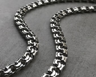 Handmade 925&#39; Sterling Silver Chain Necklace - 7.6mm Width
