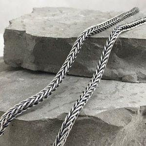 Oxidized Sterling Silver Foxtail Chain Necklace - Men&#39;s Jewelry