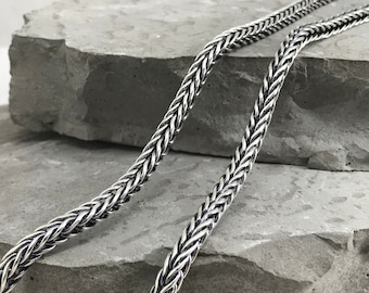 Oxidized Sterling Silver Foxtail Chain Necklace - Men&#39;s Jewelry