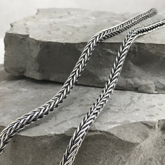 Men s Foxtail Silver Necklace Men s Foxtail Chain Women s Silver Necklace 925 sterling Silver Chain Silver Chain Gift for Men Etsy