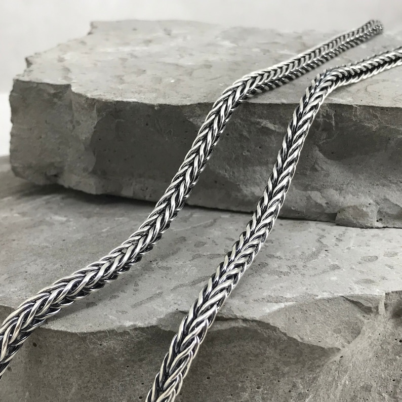 Men's Foxtail Silver Necklace Men's Foxtail Chain Etsy
