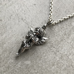 Angel Silver Pendant, 925' Sterling Silver Angel Pendant, Silver Angel Charm, Pendant for gift, Guardian Angel Silver Pendant