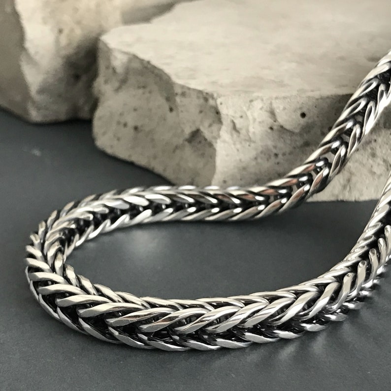 925' Men's Foxtail Silver Necklace Men's Foxtail Etsy