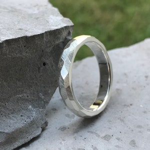 Textured Sterling Silver Wedding Ring for Men: Rustic Band