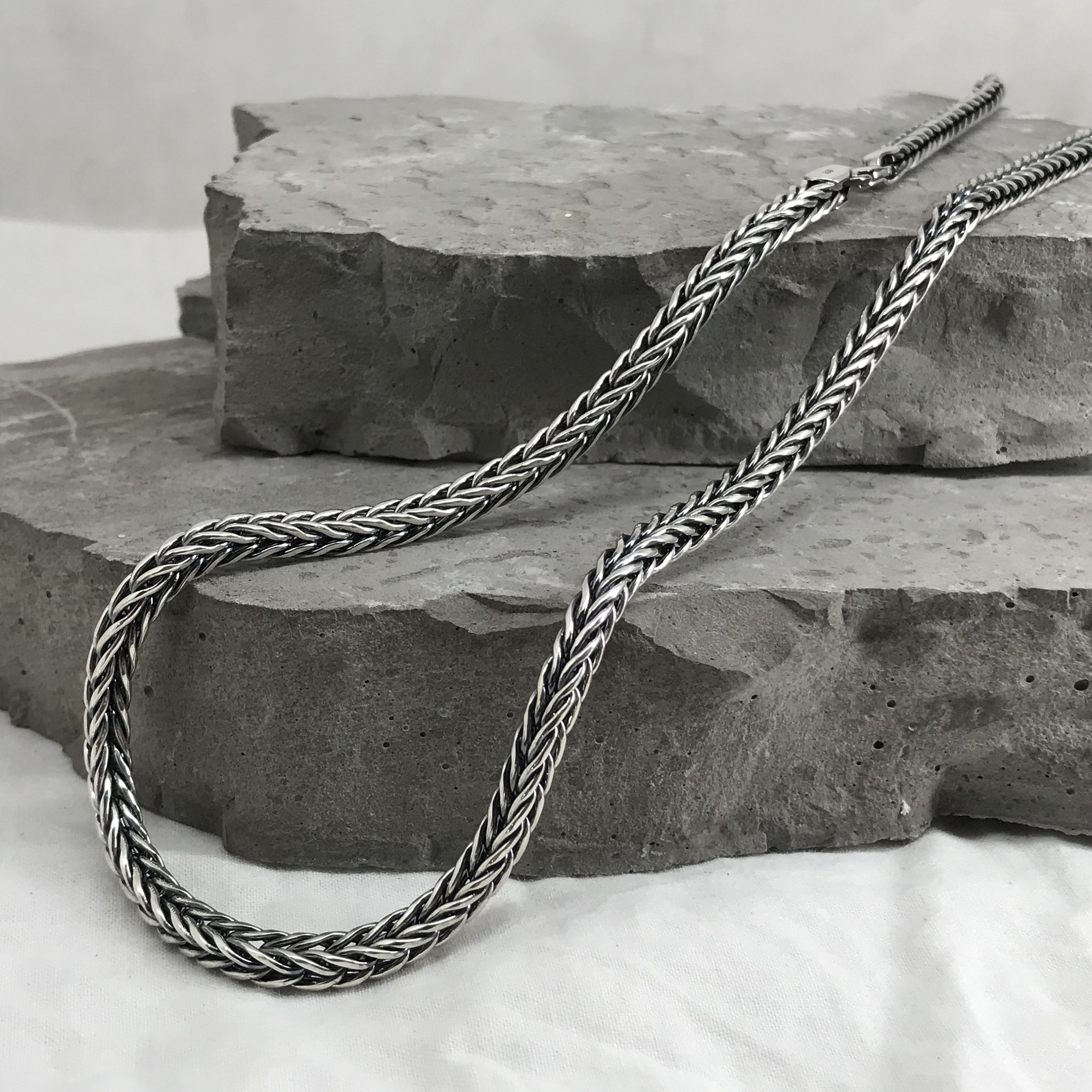 Men's Foxtail Silver Necklace Men's Foxtail Chain Etsy