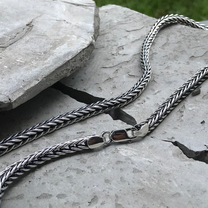 Men's Foxtail Silver Necklace Men's Foxtail Chain Etsy