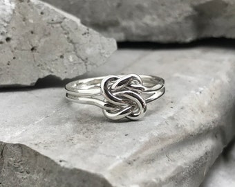 Double Knot Ring, Knot Silver Ring, Sterling Silver Double Knot Ring, Gift for her, Love Knot Ring, Friendship Knot Ring