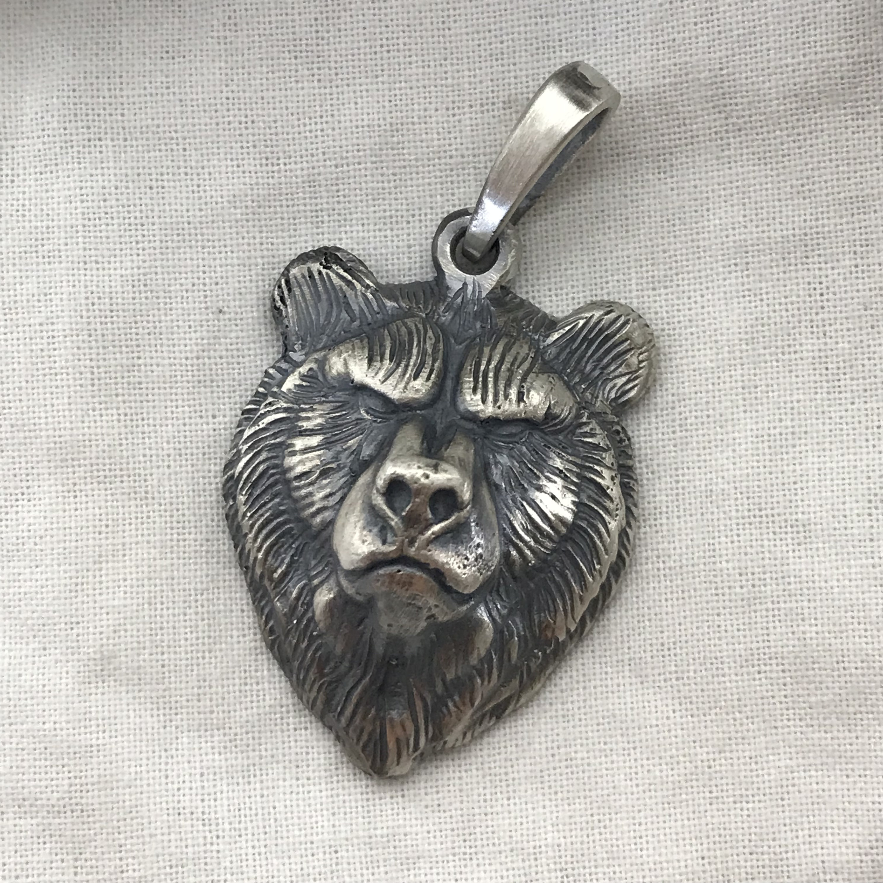 Silver Pendant Bear Silver Pendant Bear Head Silver Pendant Etsy UK