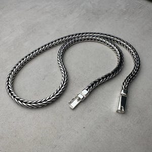 Oxidized Sterling Silver Foxtail Chain Necklace - 7mm Width