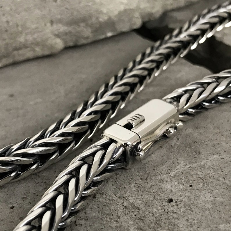 925' Men's Foxtail Silver Necklace Men's Foxtail Etsy