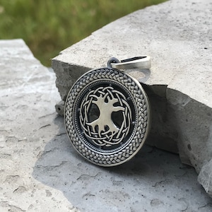 Oxidized Sterling Silver Tree of Life Pendant: Yggdrasil Necklace