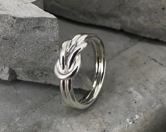 Double Knot Ring, Knot Silver Ring, Sterling Silver Double Knot Ring, Gift for her, Love Knot Ring, Friendship Knot Ring