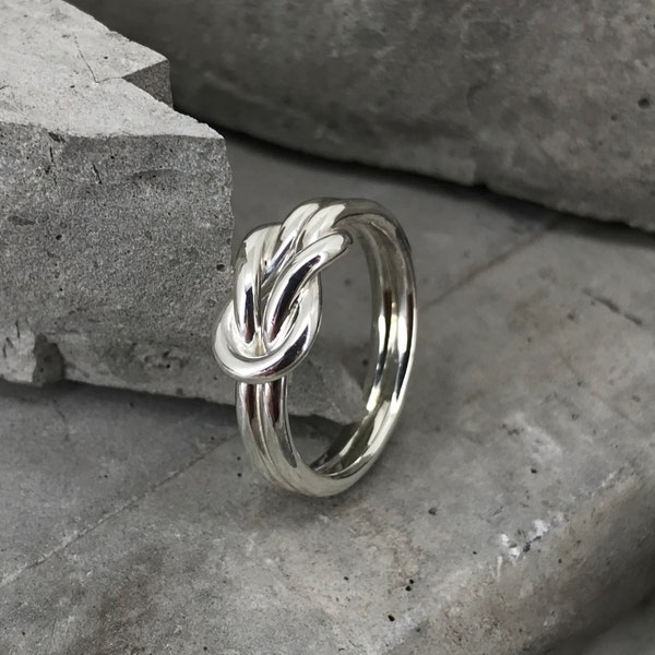 Bague à double nœud, bague en argent de nœud, bague à double nœud en argent sterling, cadeau pour elle, bague de nœud d’amour, bague de nœud d’amitié